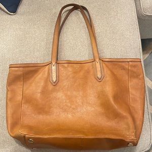 Well-loved Fossil leather tote